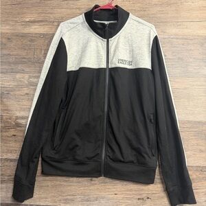 American Eagle Outfitters Men's Black and Gray Zip-Up Sweater‎